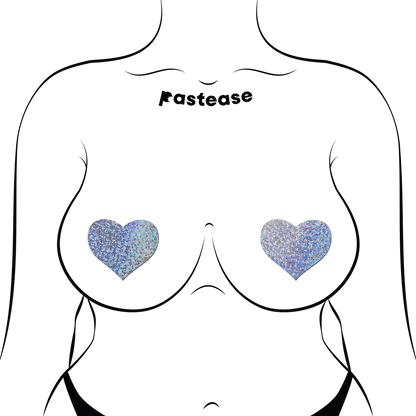 5-Pack: Love: Silver Glitter Heart Nipple Pasties by Pastease® o/s-1