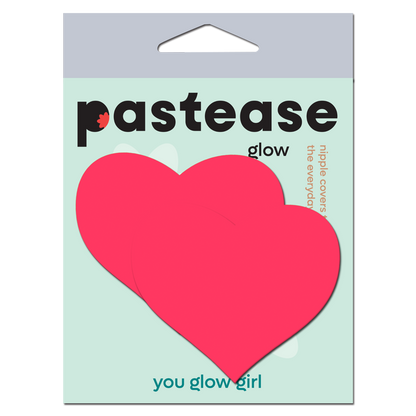 5-Pack: Love: Glow in the Dark Neon Pink Heart Pasties Nipple Covers by Pastease®-2