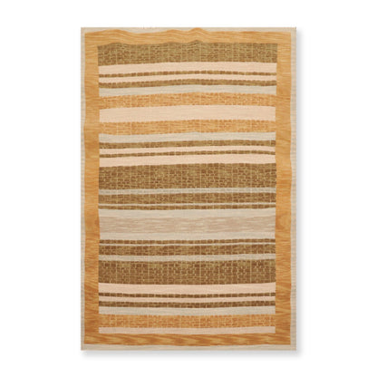 3'10" x 5'10" Hand Knotted Wool High Low Pile Area Rug Beige-2