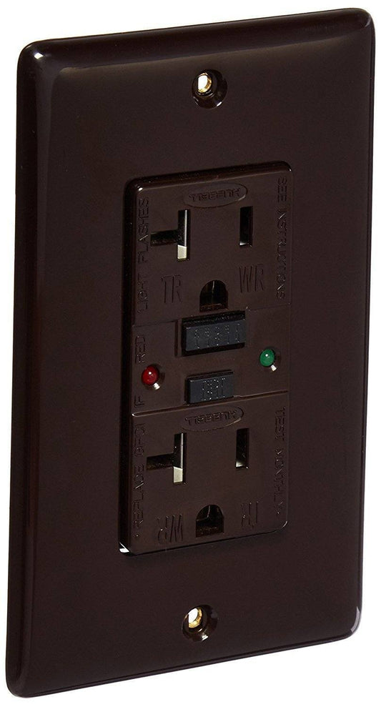 Hubbell GFR5362SG Industrial Grade Tamper Resistant GFCI, 20 amp, 125V, Brown-0