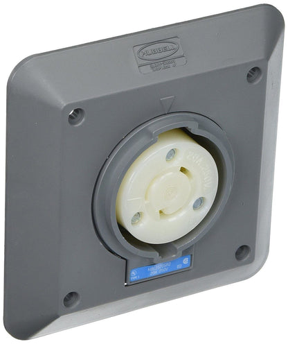 Hubbell HBL2320SR2 Locking Receptacle 2 Gang Surface Mount L6-20R Gray-0