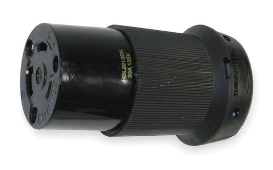 Hubbell HBL2613BK Connector 125 volts 30 amps L5-30R 2P 3W 1PH-0