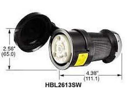Hubbell HBL2613SW Twist-Lock Watertight Female Connector, 30 amp, 125VAC, 2-Pole-0