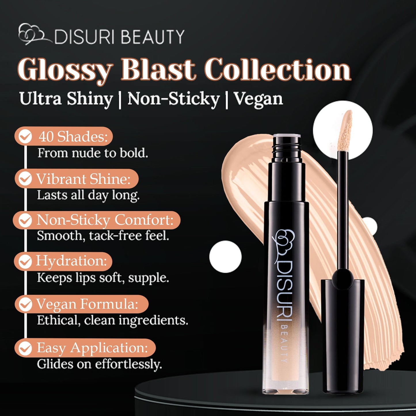 DISURI Beauty Glossy Blast Lip Gloss - Frosted Cake-4