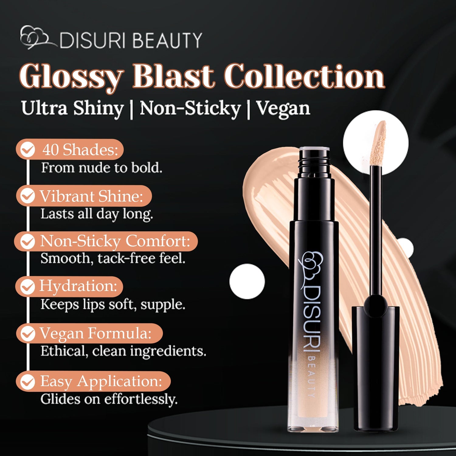 DISURI Beauty Glossy Blast Lip Gloss - Frosted Cake-4