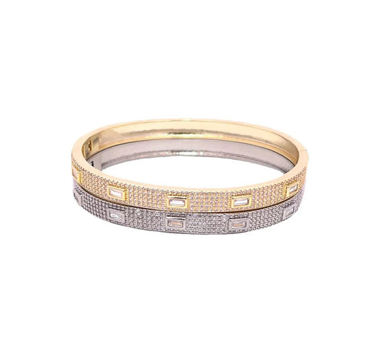 CZ Paved Stone Bangle Bracelet (B115)-0