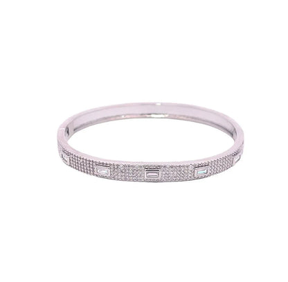 CZ Paved Stone Bangle Bracelet (B115)-2