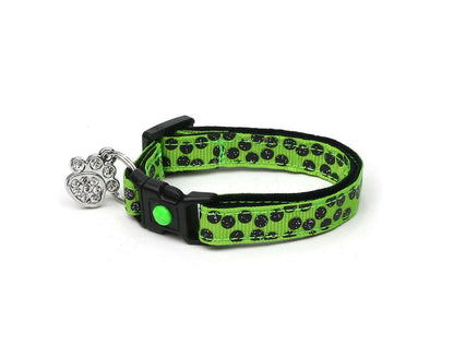 Black Dots on Bright Green Cat Collar-1