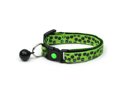 Black Dots on Bright Green Cat Collar-0