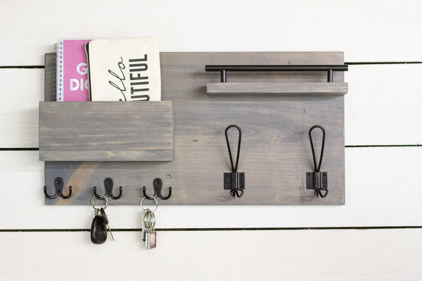 Home Entry Organizer, Coat Rack, Key Hook and Mail Holder-3