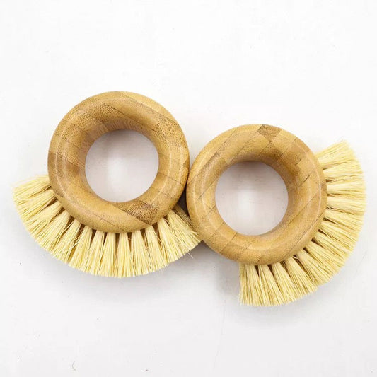 Bamboo Sisal Kitchen Ring Brush - Zero Waste Natural Veggie Brush-0