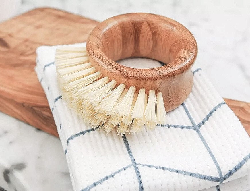 Bamboo Sisal Kitchen Ring Brush - Zero Waste Natural Veggie Brush-4