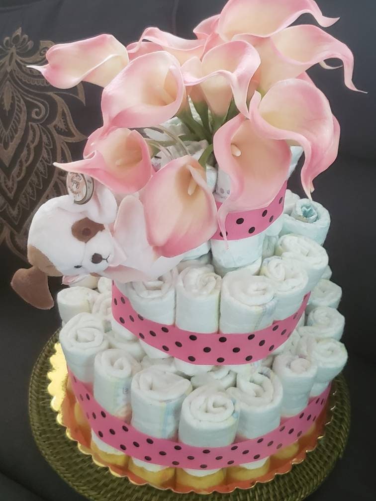Flower Baby Girl Diaper Cake-1