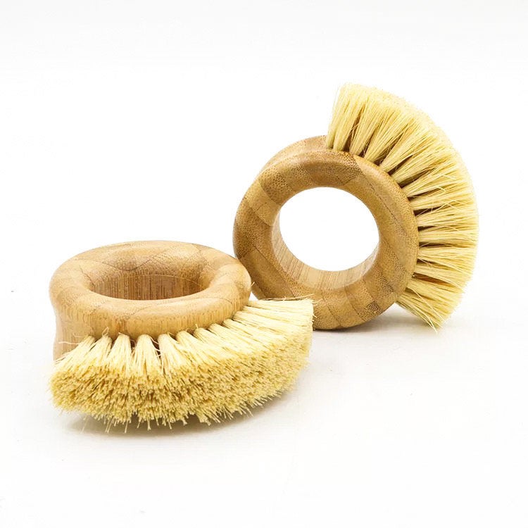 Bamboo Sisal Kitchen Ring Brush - Zero Waste Natural Veggie Brush-2