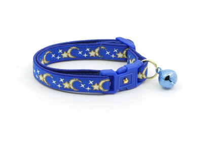 Gold Moons and Stars on Royal Blue Cat Collar-0