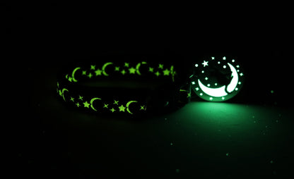 Gold Moons and Stars on Royal Blue Cat Collar-1