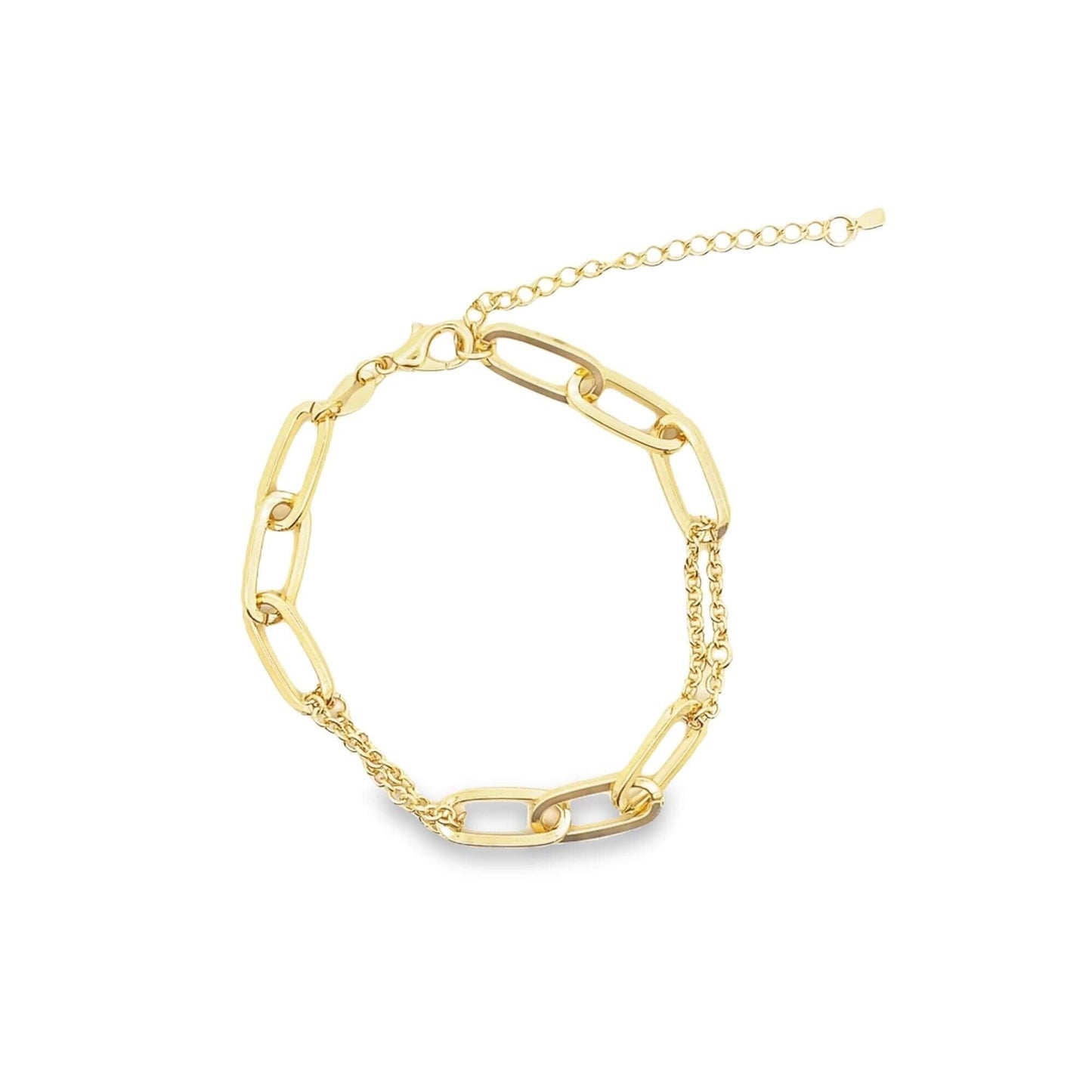 Gold Thick Paperclip Bracelet (I587)-0