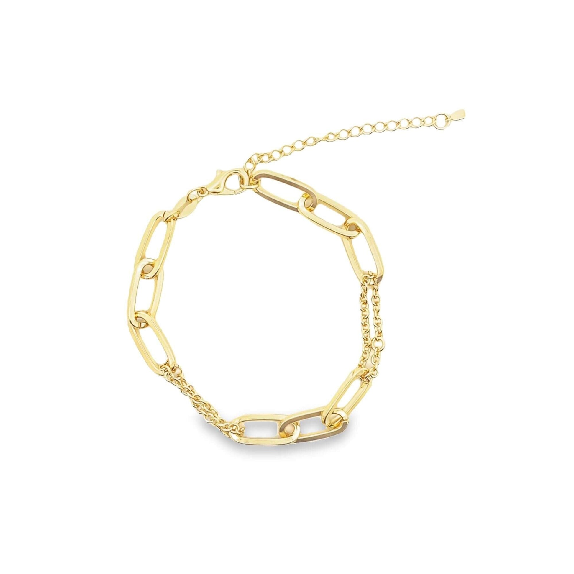 Gold Thick Paperclip Bracelet (I587)-0