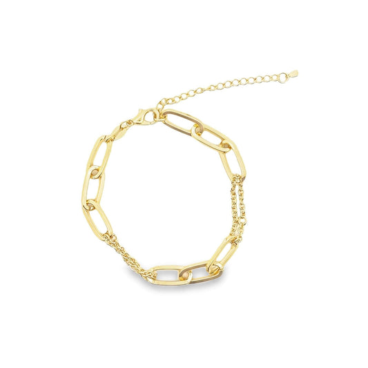 Gold Thick Paperclip Bracelet (I587)-0