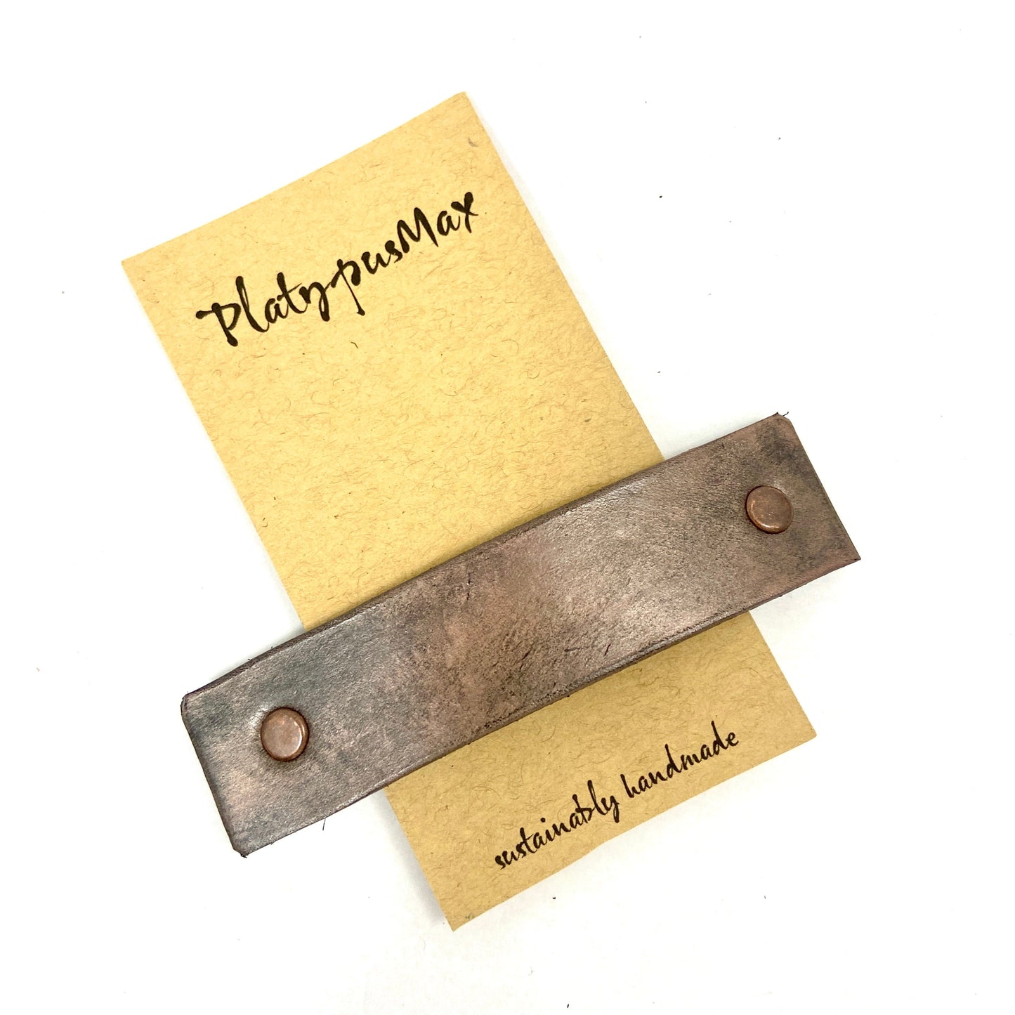 Espresso Bronze & Copper Basic Leather Barrette - Gender-Neutral Design-0