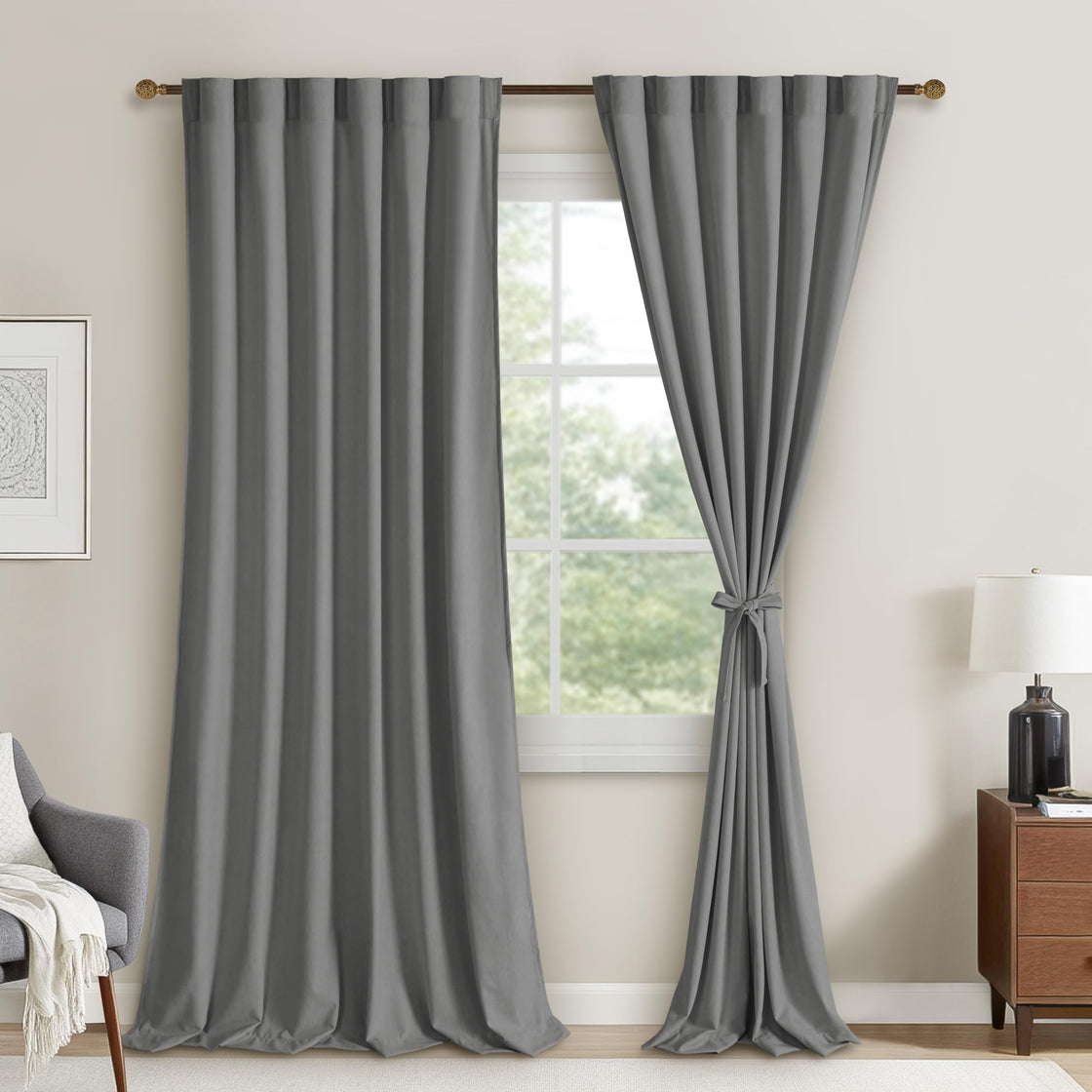 DWCN Velvet Curtains, 2 Panels - Rod Pocket and Back Tab-0