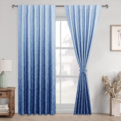 DWCN Ombre Blackout Curtains with Tiebacks, Set of 2 Panels-6