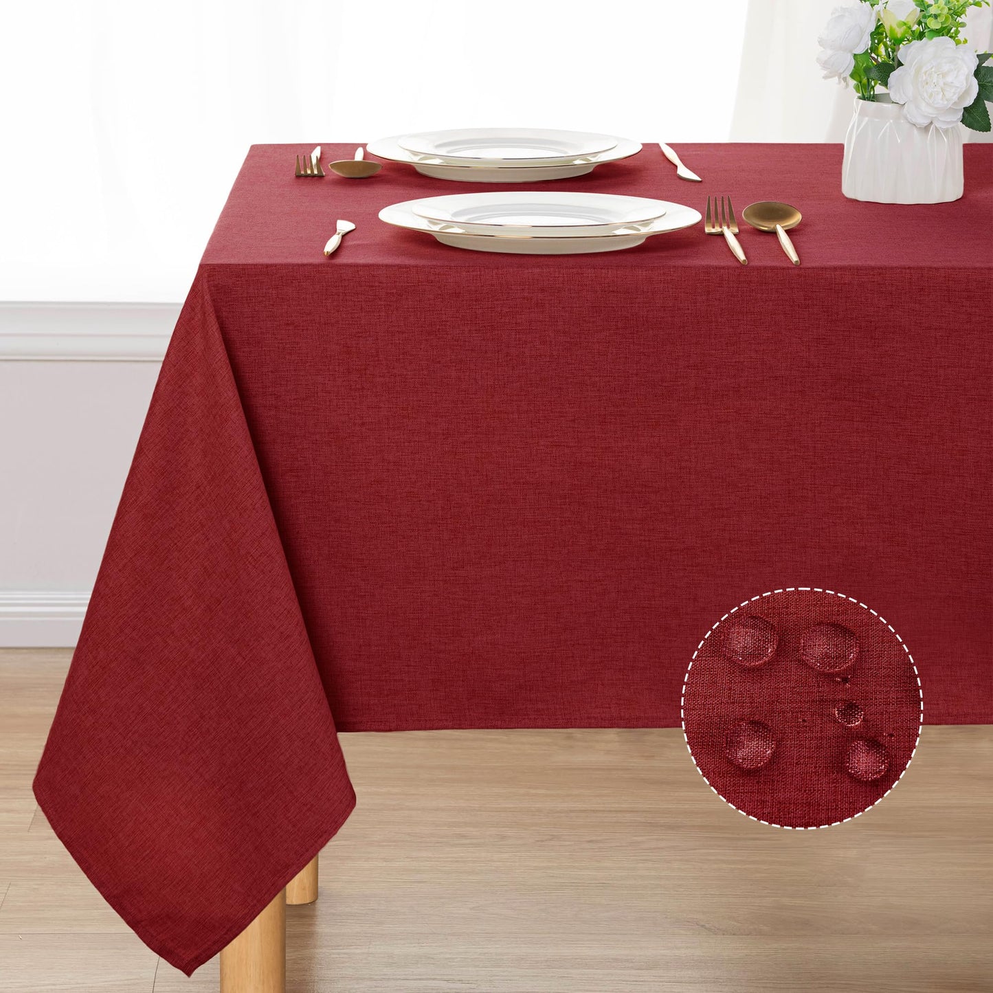 DWCN Rectangle Faux Linen Tablecloth-9