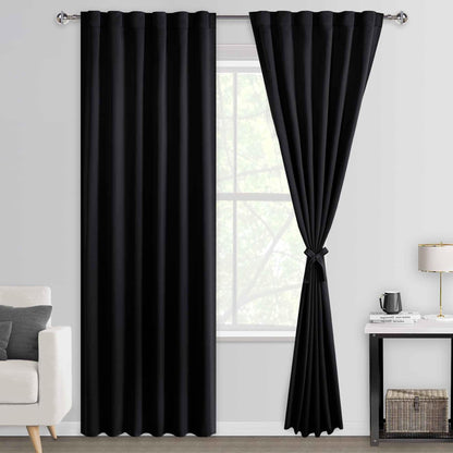 DWCN Blackout Curtains with Tiebacks, Rod Pocket/Back Tab, Set of 2 Panels-11