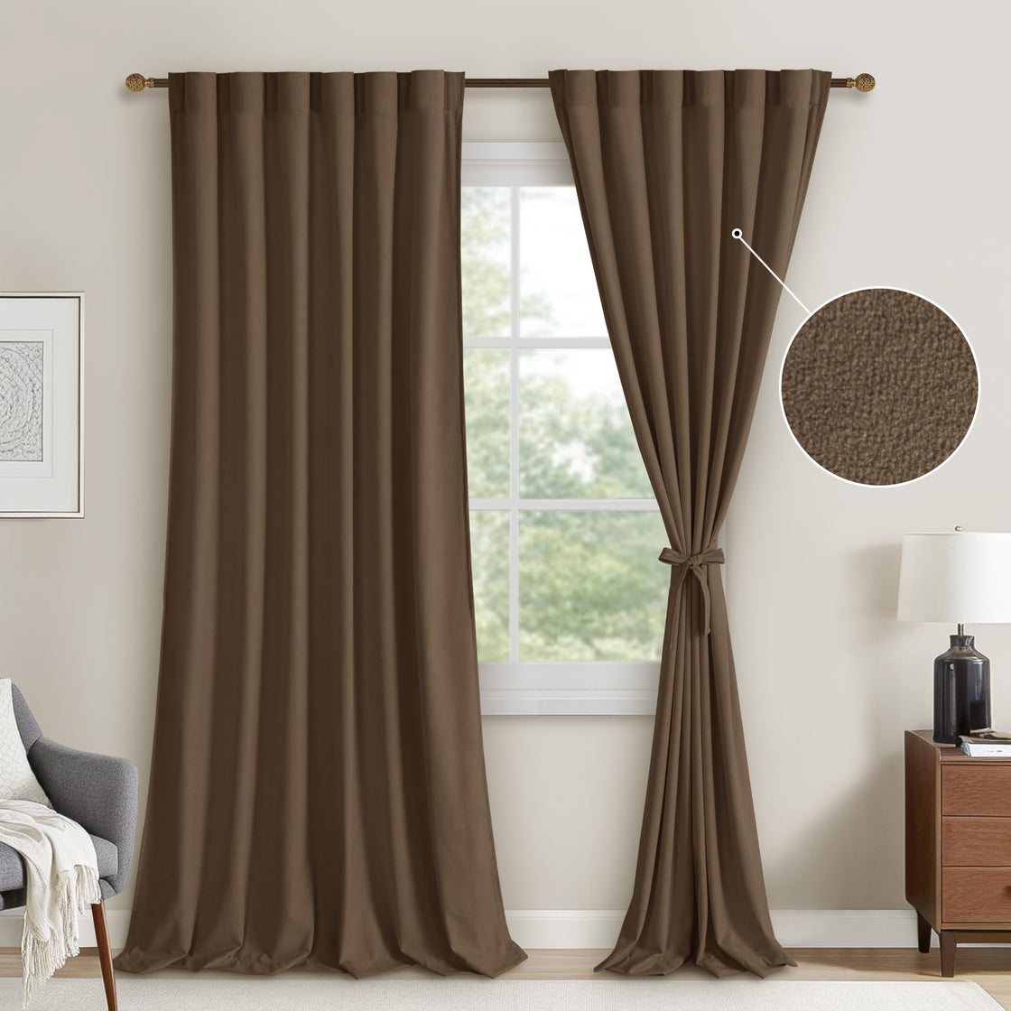 DWCN Velvet Curtains, 2 Panels - Rod Pocket and Back Tab-8