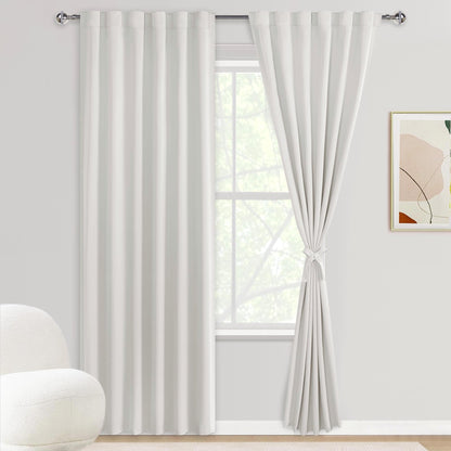 DWCN Blackout Curtains with Tiebacks, Rod Pocket/Back Tab, Set of 2 Panels-10