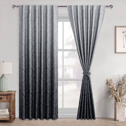 DWCN Ombre Blackout Curtains with Tiebacks, Set of 2 Panels-7