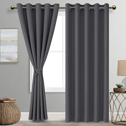 DWCN Blackout Curtains with Tiebacks, Set of 2 Panels-5
