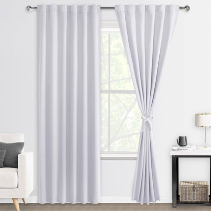 DWCN Blackout Curtains with Tiebacks, Rod Pocket/Back Tab, Set of 2 Panels-8