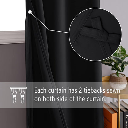 DWCN Blackout Curtains with Tiebacks, Set of 2 Panels-1