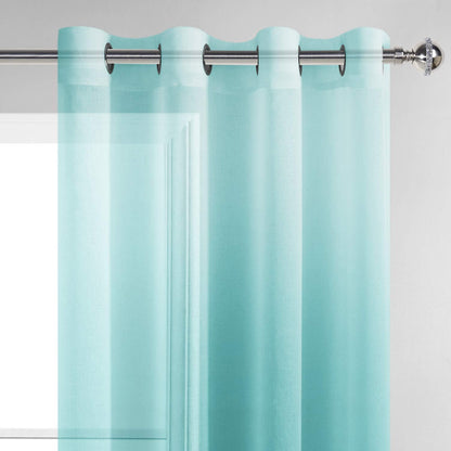 DWCN Faux Linen Ombre Sheer Curtains, Set of 2 Panels-2