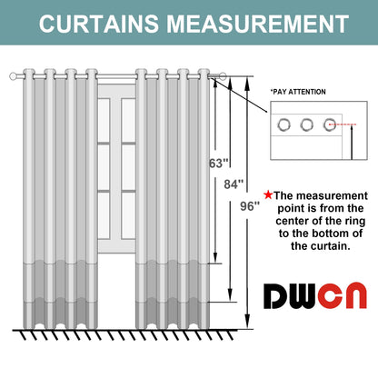 DWCN Faux Linen Ombre Sheer Curtains, Set of 2 Panels-1