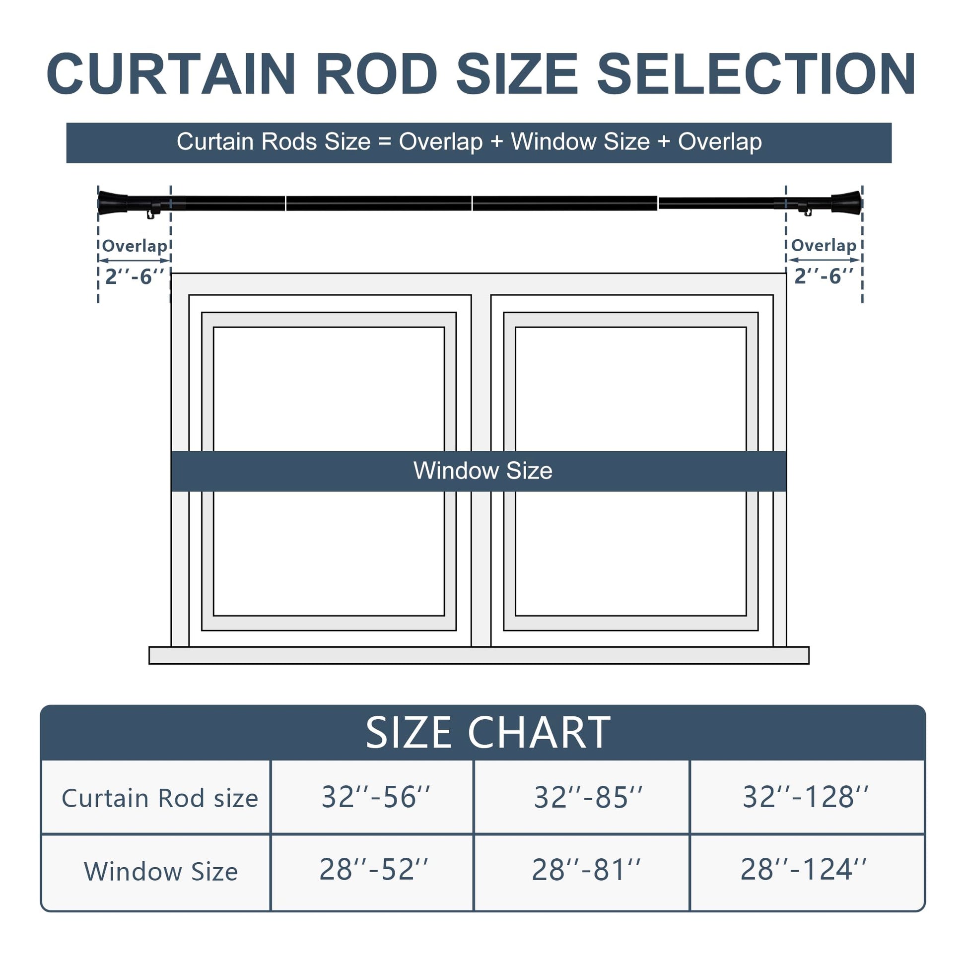 DWCN Heavy Duty Adjustable Curtain Rods-2