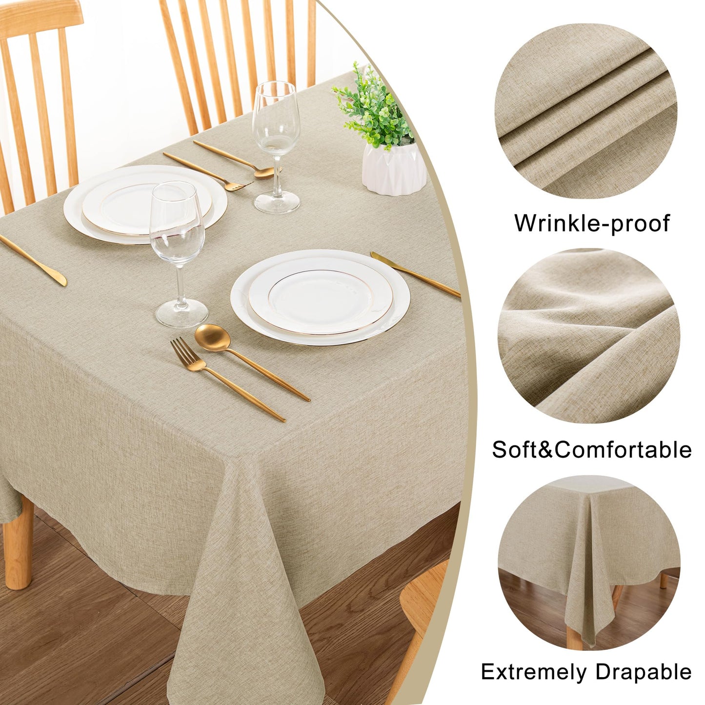 DWCN Rectangle Faux Linen Tablecloth-2