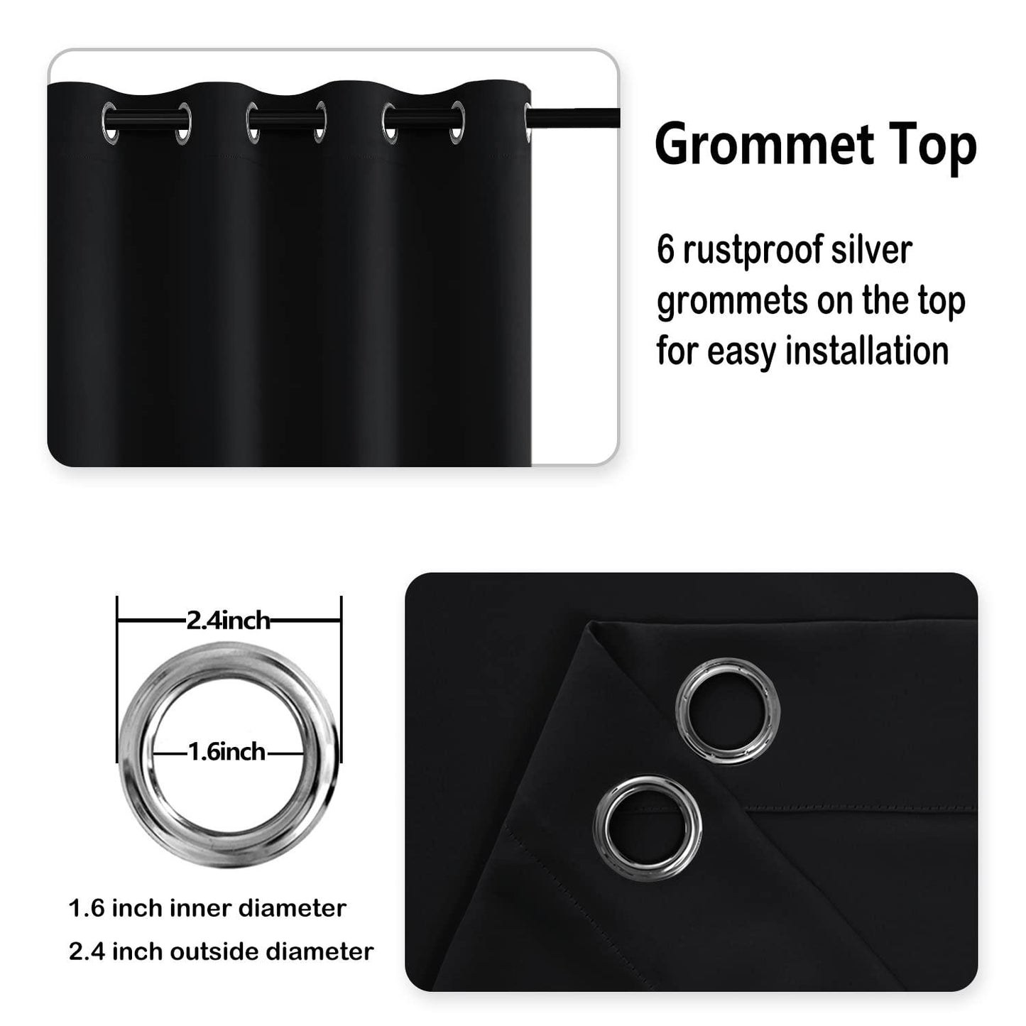 DWCN Blackout Curtains with Tiebacks, Set of 2 Panels-4