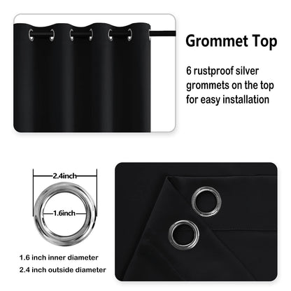 DWCN Blackout Curtains with Tiebacks, Set of 2 Panels-4