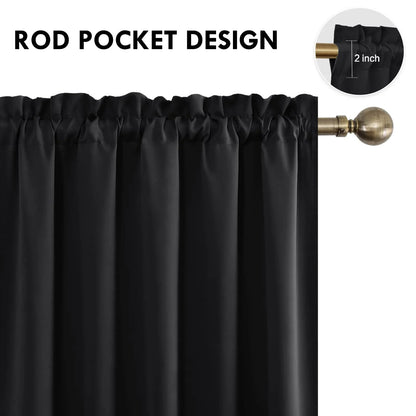 DWCN Rod Pocket Blackout Curtains, Set of 2 Panels-4