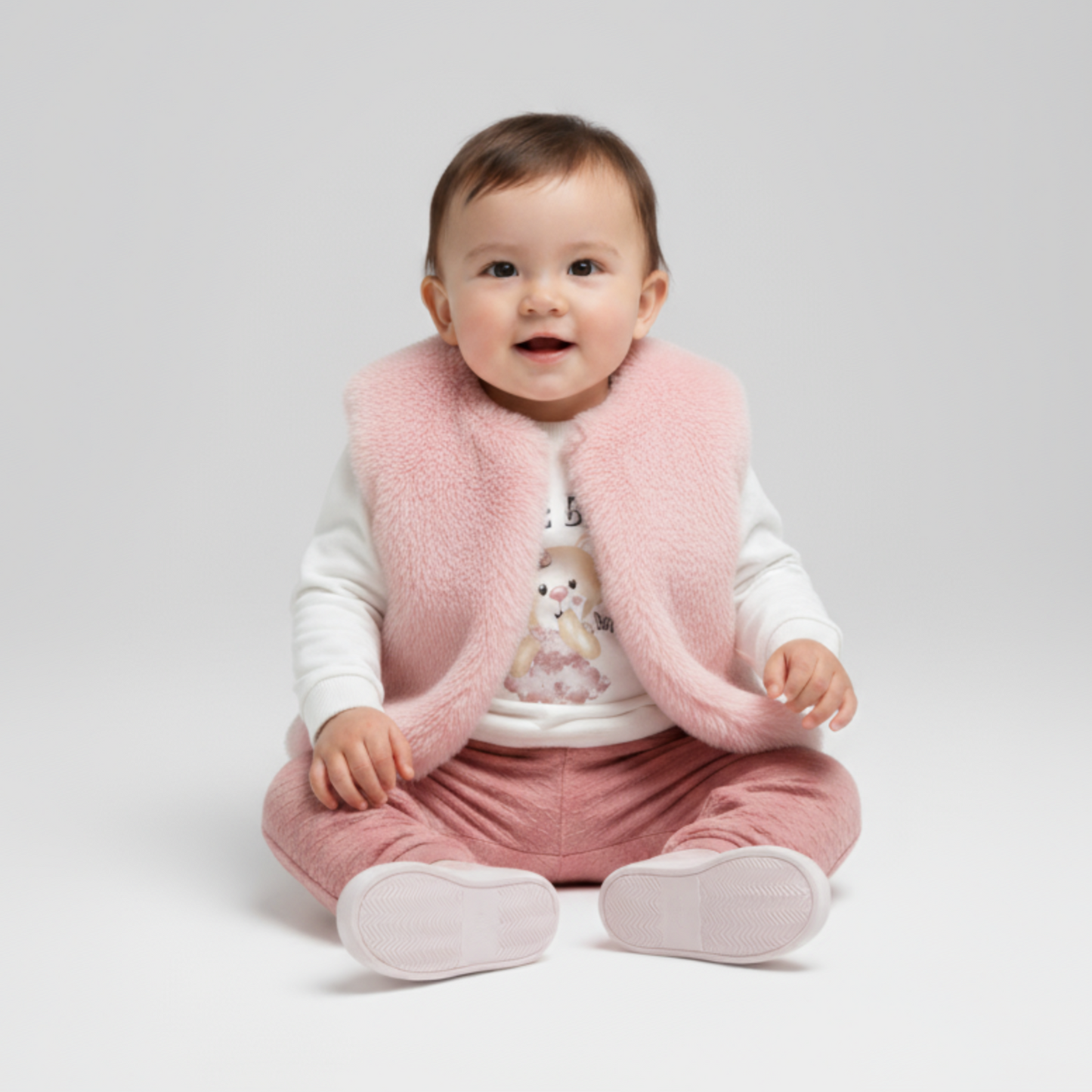 Cute Bear Vest Girls Jogger Set-0