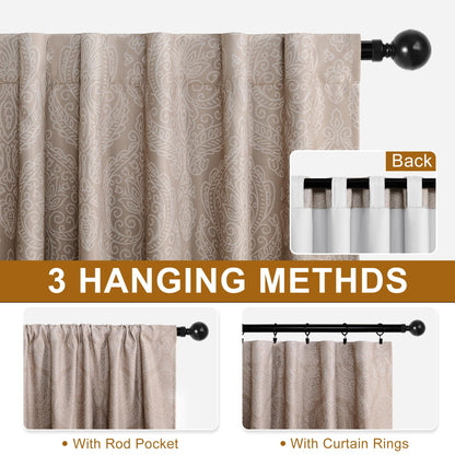 DWCN Ombre Blackout Curtains with Tiebacks, Set of 2 Panels-2