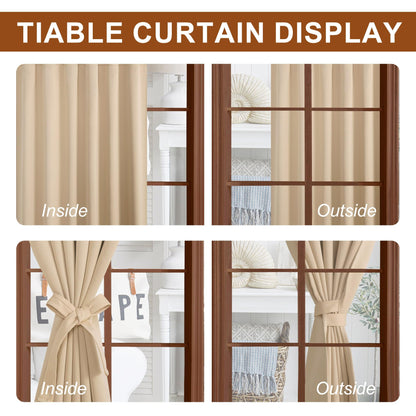 DWCN Blackout Curtains with Tiebacks, Rod Pocket/Back Tab, Set of 2 Panels-3