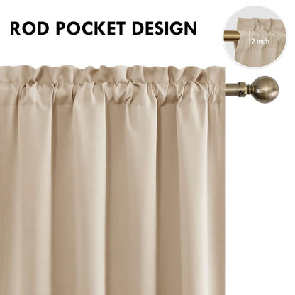 DWCN Rod Pocket Blackout Curtains, Set of 2 Panels-2