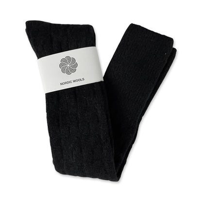 Cozy Set - Over The Knee Socks & Arm Sleeves Gloves - Black - Womens-2