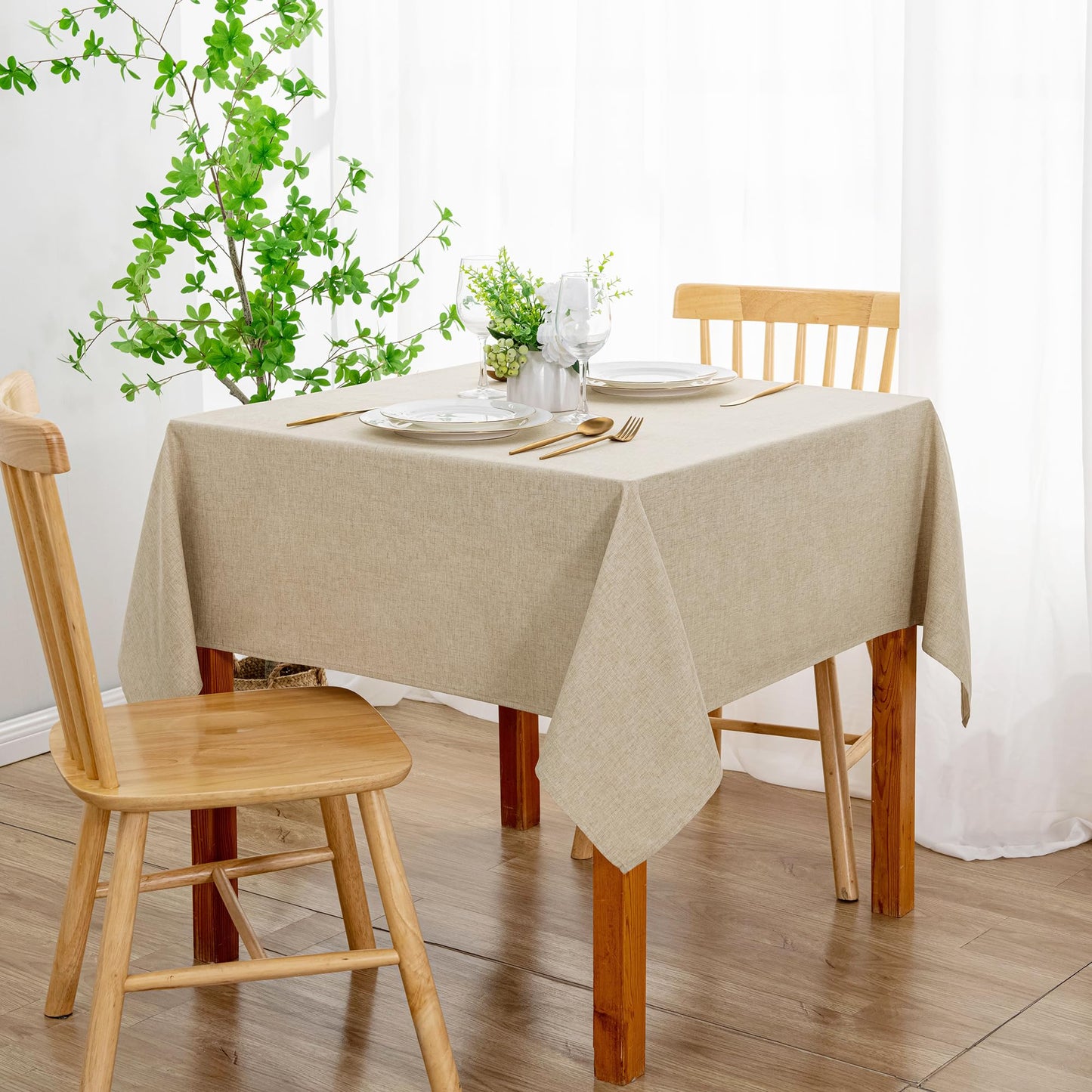 DWCN Rectangle Faux Linen Tablecloth-4