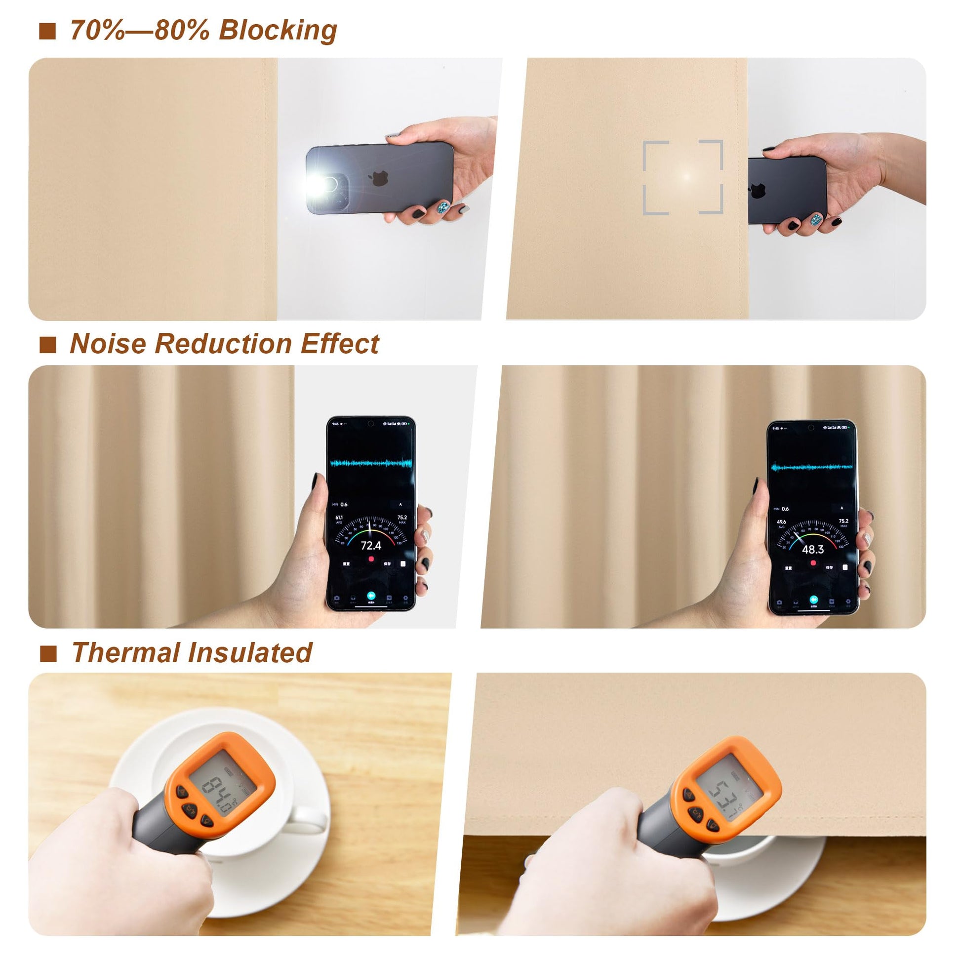 DWCN Blackout Curtains with Tiebacks, Rod Pocket/Back Tab, Set of 2 Panels-4