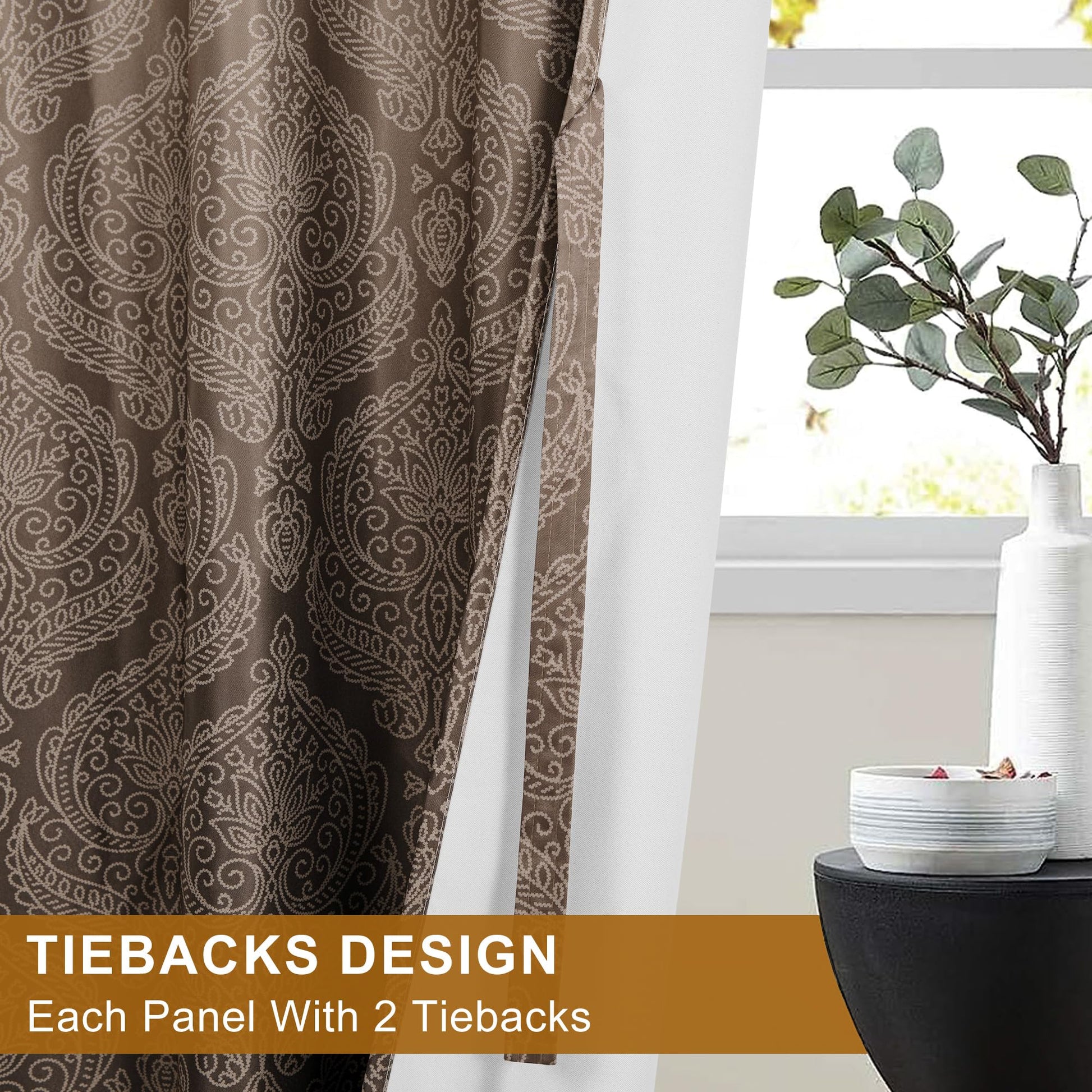 DWCN Ombre Blackout Curtains with Tiebacks, Set of 2 Panels-1