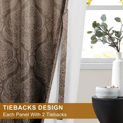 DWCN Ombre Blackout Curtains with Tiebacks, Set of 2 Panels-1